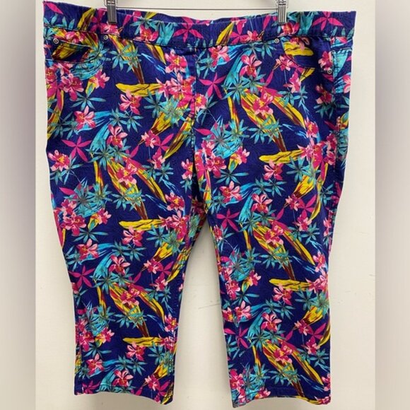 Penningtons Floral Capris - Blue, Pink, Yellow Size 3x - Picture 1 of 7